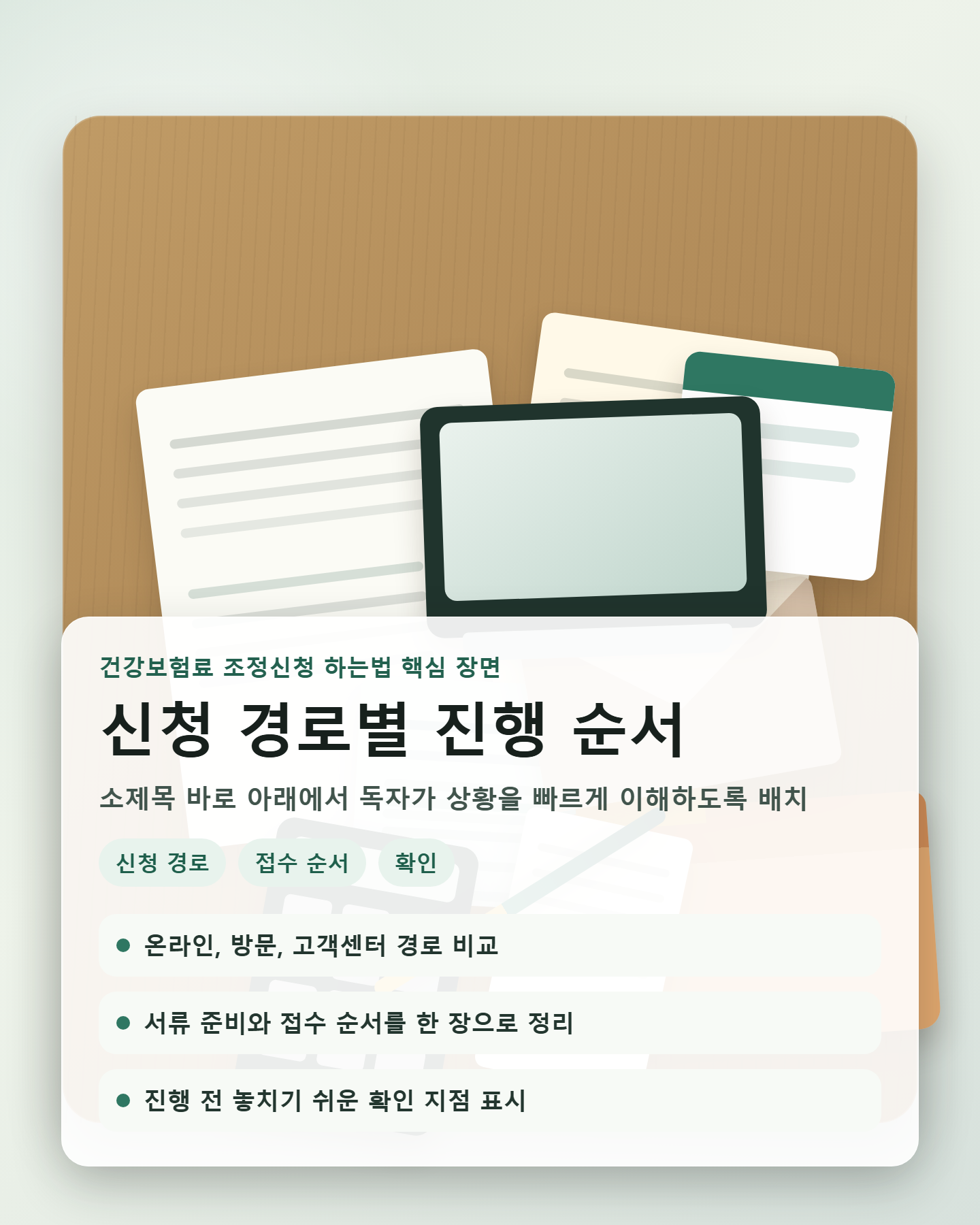 건강보험료 조정신청 하는법 건강보험료 조정신청 하는법 신청 경로별 진행 순서 이해를 돕는 장면 이미지